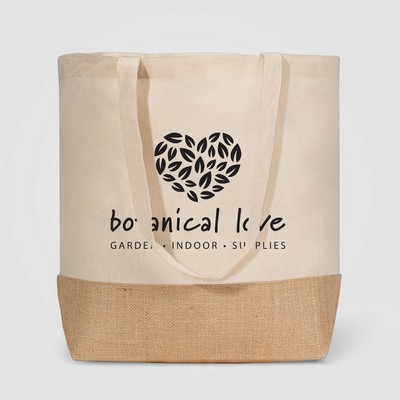 Rio™ Shopper Tote Bag - 5 oz. Recycled Cotton Blend with Jute - Silkscreen