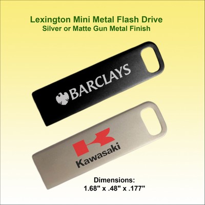 Mini Metal Lexington Flash Drive - Gun Metal or Silver Finish 1GB