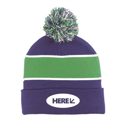 Winter Knit Pom Beanie Acrylic Hat