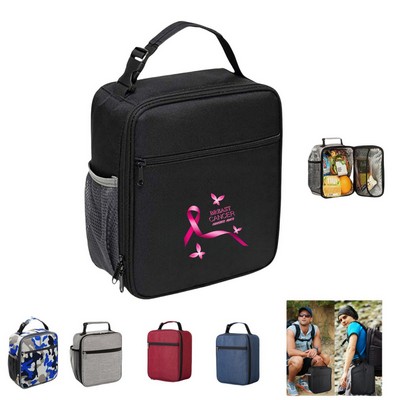 Portable Insulated Lunch Bag with Bottle Pocket