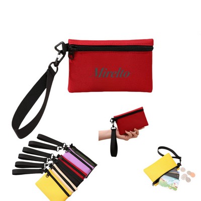 Canvas Zipper Coin Pouch Purse Wristlet