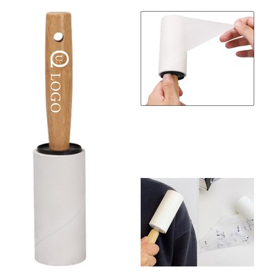 Wooden Handle Sticky Lint Roller