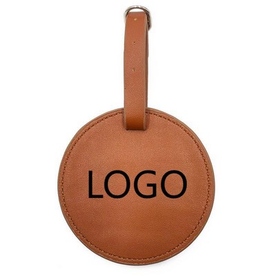 Round PU Leather Golf Bag Tag With Tee Slots