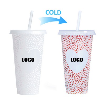 710Ml Heart Plastic Color Changing Cup