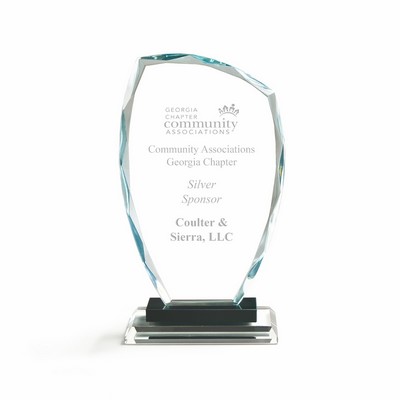 Slant Top Glass Award with Black Riser (5"x7 1/2")
