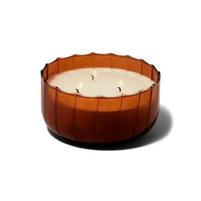 Ripple 12 Oz Amber Ribbed Glass - Tobacco Patchouli