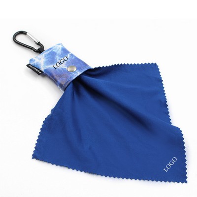 Clip-On Retractable Microfiber Lens Cloth in Pouch
