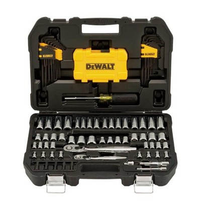 DeWalt® Mechanics Tools Kit and Socket Set, 1/4" & 3/8" Drive, SAE, 108-Piece