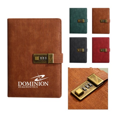 A5 Leather Notebook with Password Lock