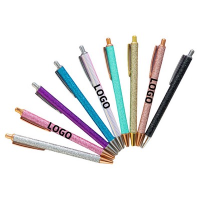 5 1/2" Glitter Flakes Click Activated Metal Pen