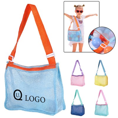 Color-Blocking Zippered Nylonmesh Crossbody Sling Bag