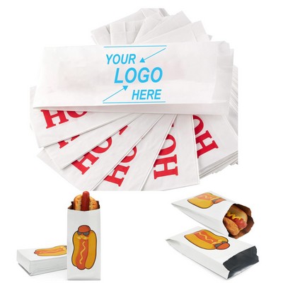 Custom Size Hot Dog Bags Bulk Greaseproof Food Paper Bags For Concession Stands & Takeout