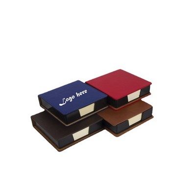 Leatherette Flip-Top Box With Sticky Note Paper