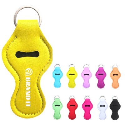 Portable Neoprene Gourd Shape Lipstick Case W/Keychain