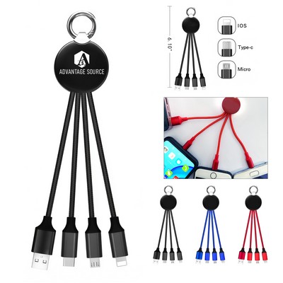 4-in-1 Light-Up Charging Cable with Carabiner Clip