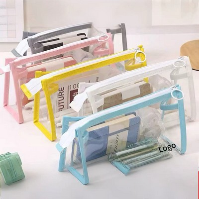 Pvc Transparent Pencil Case Large Capacity Stationery Box 8"