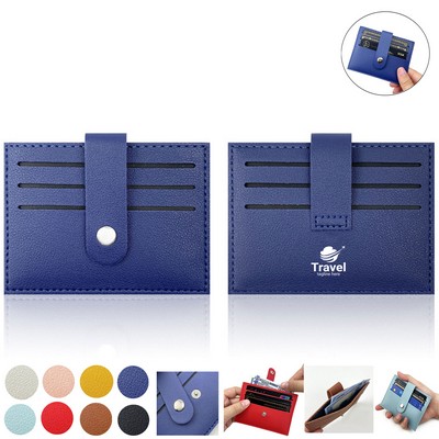 Snap Button PU Leather Card Holder Sleeve