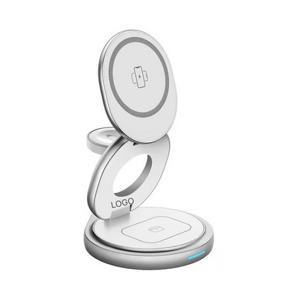 Rotatable Metal 3-in-1 Wireless Charging Stand Compatible with iPhone Apple Watch AirPods