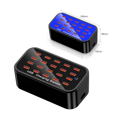 20 Multi-Port Charger Desktop 100W Fast Charging Station Adapter