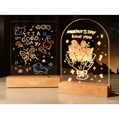 LED Tulip Night Light Acrylic Painted Message Board Romantic Valentine's Gift