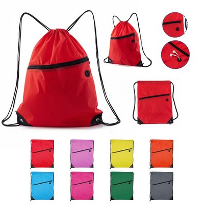 Polyester Zippered Drawstring Sack