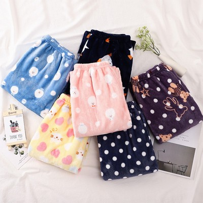 Customizable Mens Cartoon Christmas Flannel Pajama Pants, Kawaii Style