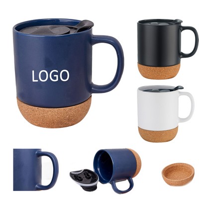 Cork Bottom Ceramic Mug with Lid