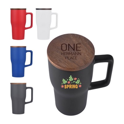 18 Oz. Ceramic Mug with Wooden Lid