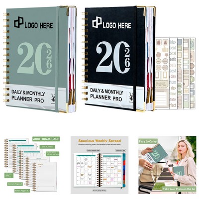 2026 A5 Weekly And Monthly Calender Planner W/ 5Pcs Stickers