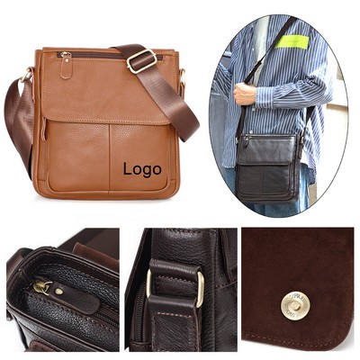 Genuine Leather Messenger Crossbody Shoulder Bag for Men