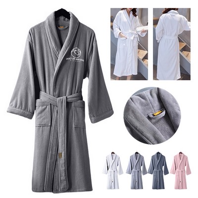 100% Cotton Thickened Shawl Collar Bathrobe