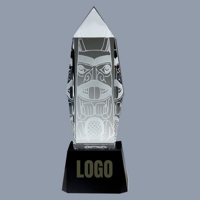 Large Optical Crystal Liberty Obelisk Award with Crystal Base