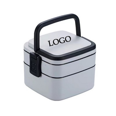 Plastic Double Layer Lunch Box with Handle