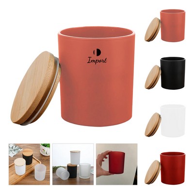 7Oz Empty Glass Candle Jars With Bamboo Lid