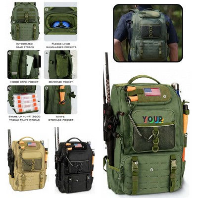 13"×10.24"×17.72" Customizable Large Capacity 40L Fishing Tackle Backpacks