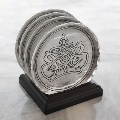 York Round Coaster Set with Resin Caddy