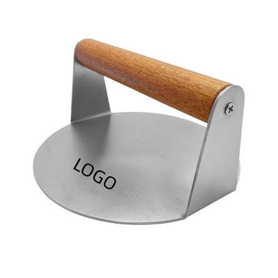 304 Stainless Steel Round Burger Press With Wood Handle