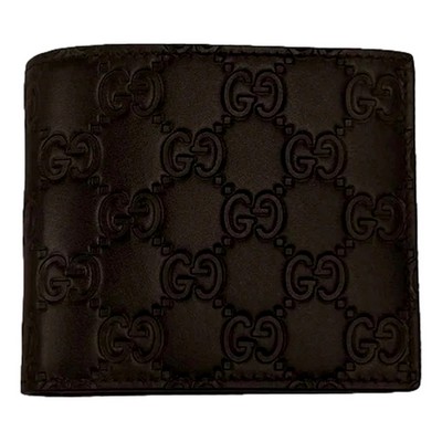 Gucci Guccissima Dark Brown Embossed Leather Bifold Wallet