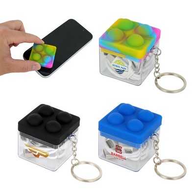 Push Pop Charging Cable with Keyring & Screen Cleaner