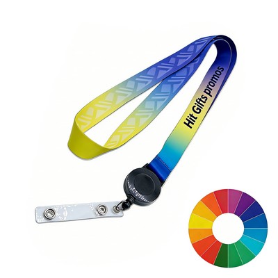 3/4" Polyester Lanyard w/ Retractable Badge Reel