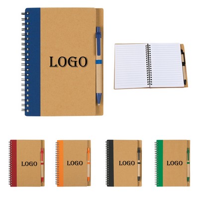 Eco Friendly Kraft Spiral Notebook With Pen Set
