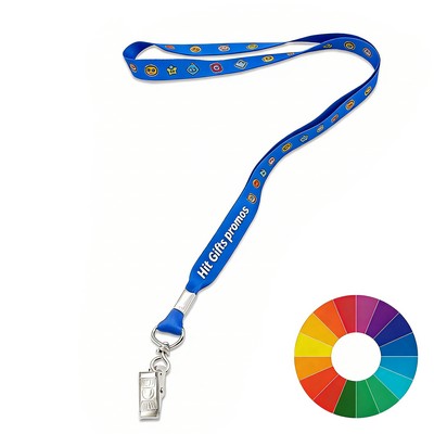 5/8" Polyester Lanyard w/ Metal Crimp & Bulldog Clip