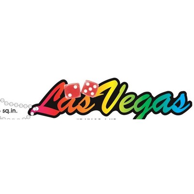 Las Vegas w/ Dice Promotional Key Chain on Black Back (3 Square Inch)