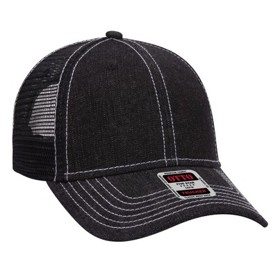 OTTO Denim 6 Panel Low Profile Mesh Back Trucker Hat