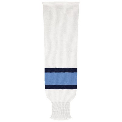 Pittsburgh Pro Series White Home Socks w/Navy Blue & Powder Blue Stripes
