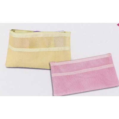 Casual Pastel Mesh Holder Pouch w/ Clear Vinyl