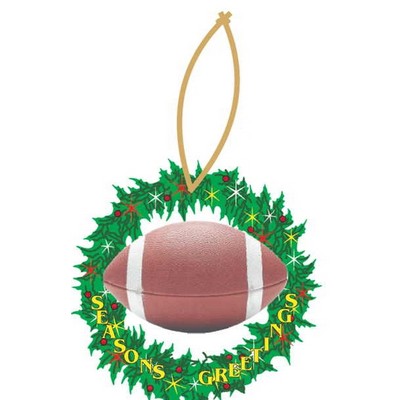 Football & Wreath Ornament w/ Clear Mirrored Back (2 Square Inch)