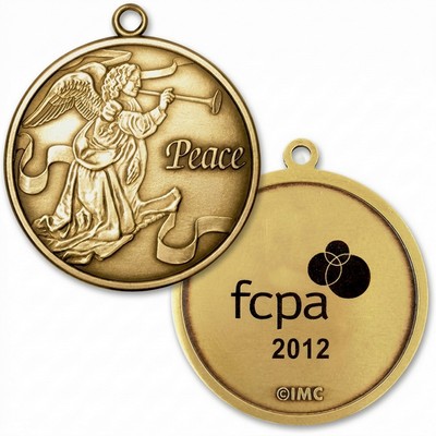 Solid 2" Brass Angel Stock Ornament w/ Reverse Black Imprint