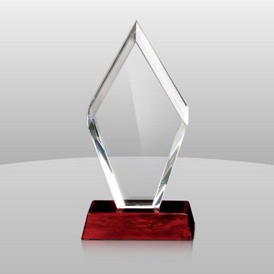 Diamond Shaped Acrylic Top w/Rosewood Base Award (10"x6"x2 1/2")
