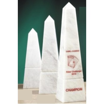 8" Natural White Genuine Marble Obelisk Award